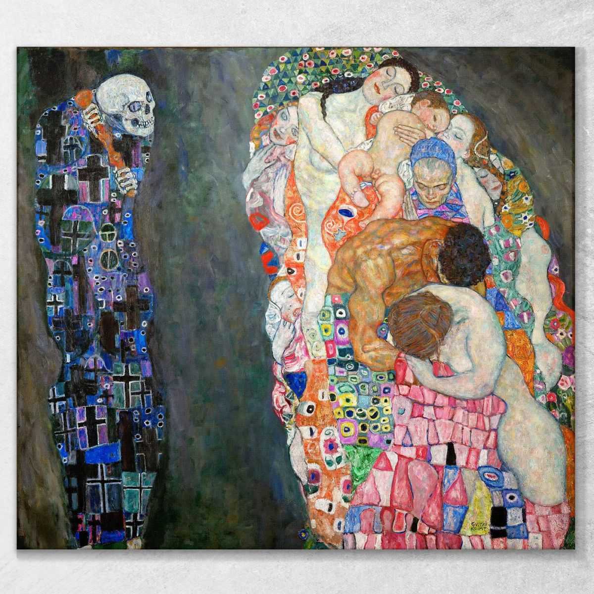 ภาพแคนวาส ตกแต่งบ้าน กรอบลอย Gustav Klimt Death and life KG13