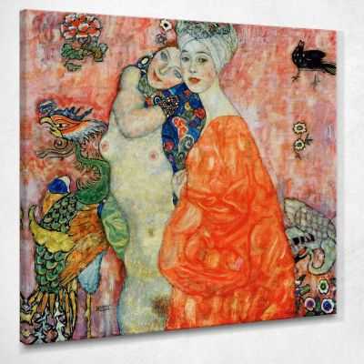 ภาพแคนวาส ตกแต่งบ้าน กรอบลอย Gustav Klimt Friends (Girlfriends) KG17