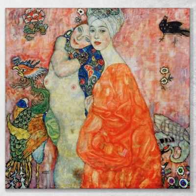 ภาพแคนวาส ตกแต่งบ้าน กรอบลอย Gustav Klimt Friends (Girlfriends) KG17