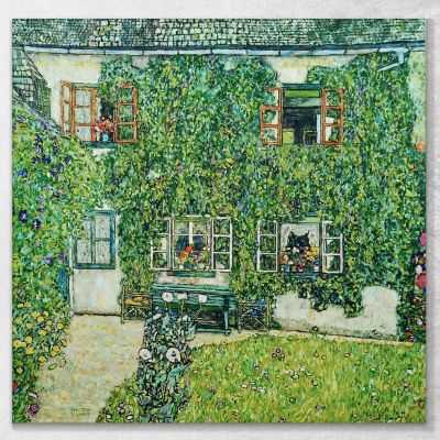 ภาพแคนวาส ตกแต่งบ้าน กรอบลอย Gustav Klimt Forest House In Weissenbach On the Attersee KG20