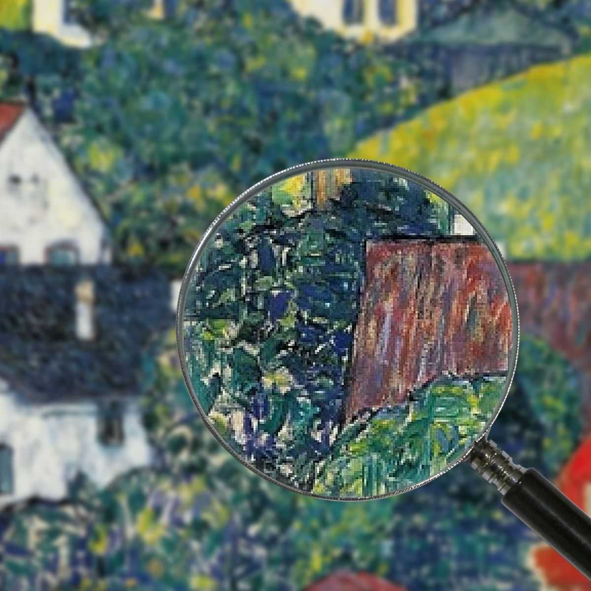 ภาพแคนวาส ตกแต่งบ้าน กรอบลอย Gustav Klimt Houses In Unterach On The Attersee KG21