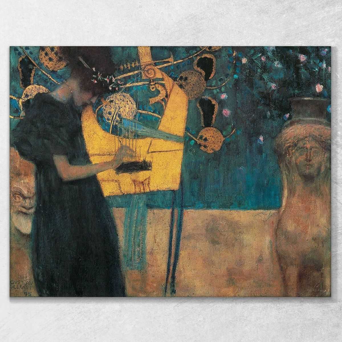 ภาพแคนวาส ตกแต่งบ้าน กรอบลอย Gustav Klimt The music KG39
