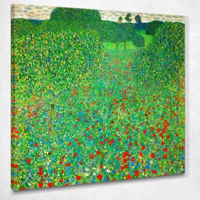 ภาพแคนวาส ตกแต่งบ้าน กรอบลอย Gustav Klimt Field Of Poppies KG44