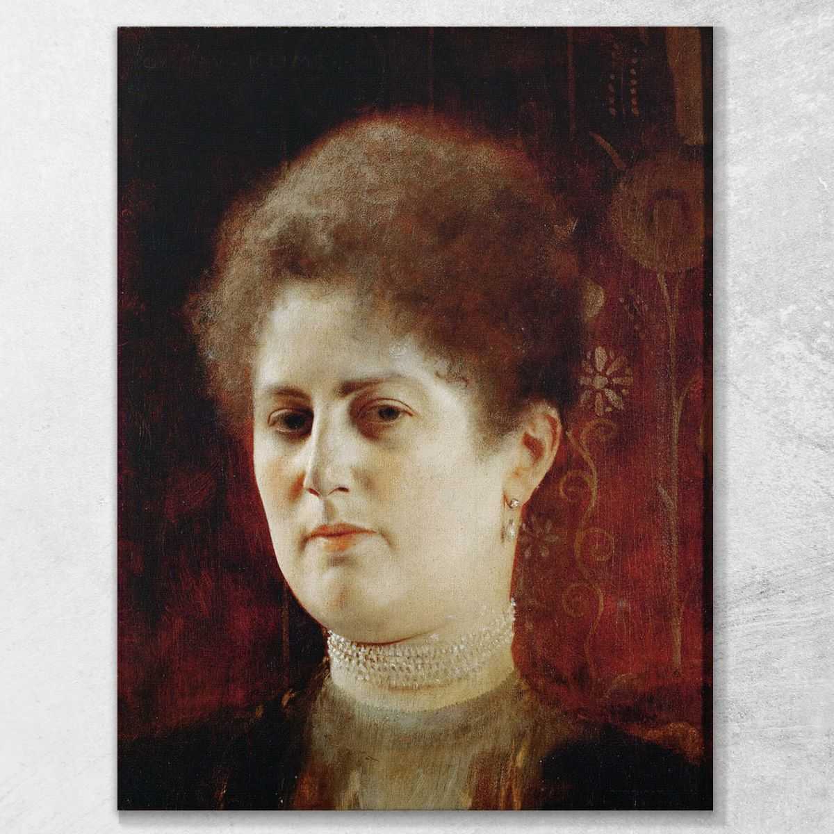 ภาพแคนวาส ตกแต่งบ้าน กรอบลอย Gustav Klimt Portrait of a Lady - 1894 KG45