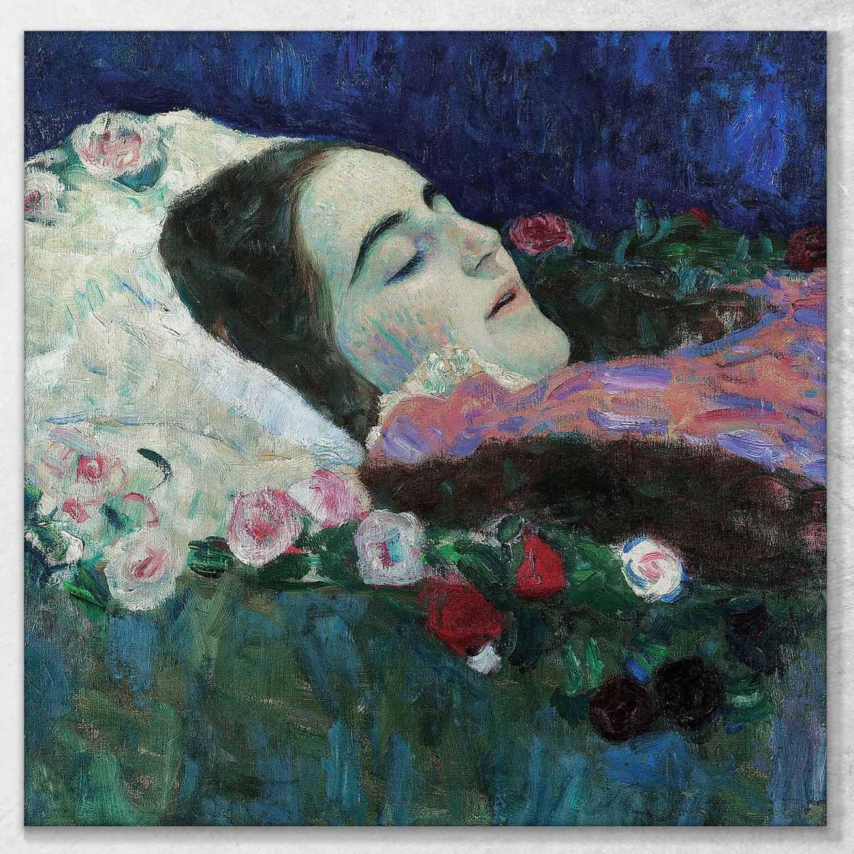 ภาพแคนวาส ตกแต่งบ้าน กรอบลอย Gustav Klimt Ria Munch On Death's Bed KG52