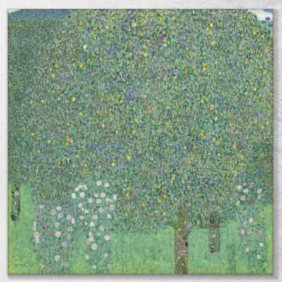 ภาพแคนวาส ตกแต่งบ้าน กรอบลอย Gustav Klimt Roses Under The Trees KG54