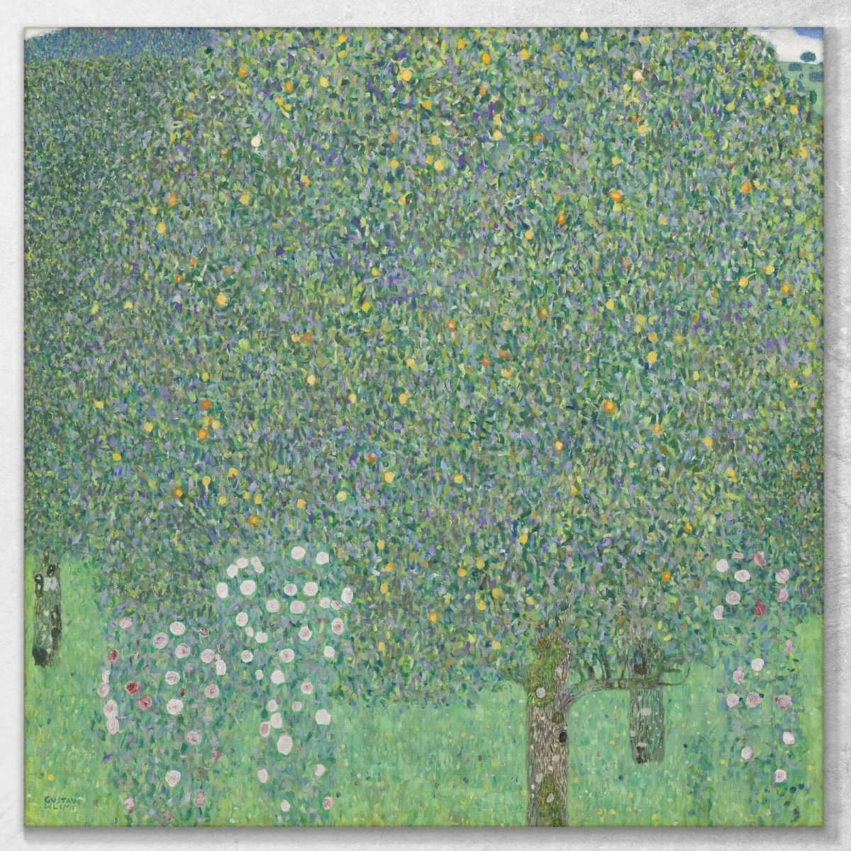 ภาพแคนวาส ตกแต่งบ้าน กรอบลอย Gustav Klimt Roses Under The Trees KG54