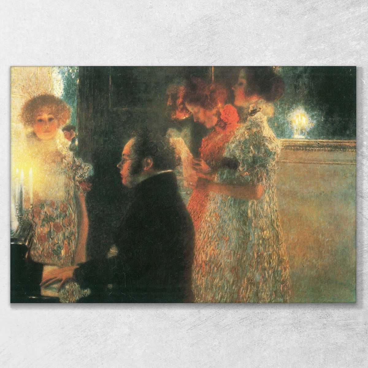 ภาพแคนวาส ตกแต่งบ้าน กรอบลอย Gustav Klimt Schubert At The Piano KG56