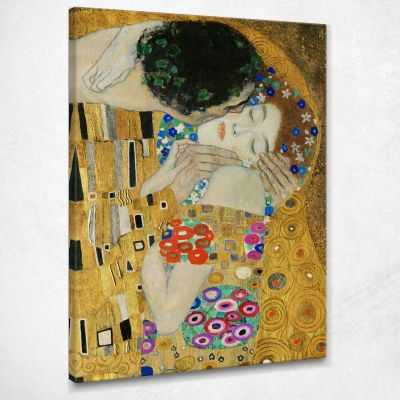 ภาพแคนวาส ตกแต่งบ้าน กรอบลอย Gustav Klimt The Kiss (Fragment) KG63