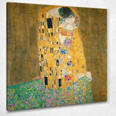 ภาพแคนวาส ตกแต่งบ้าน กรอบลอย Gustav Klimt The kiss KG64