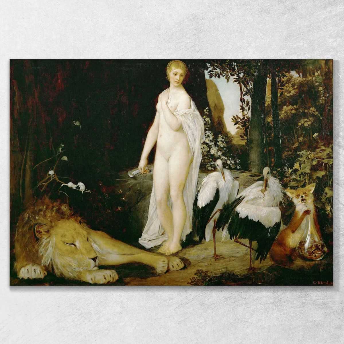 Nude With Animals In A Fairy Tale Landscape Gustav Klimt canvas print KG67
