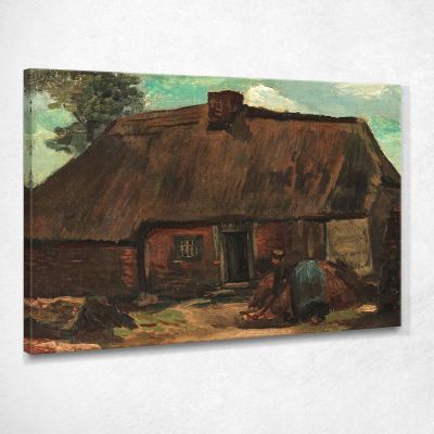 Cottage With Peasant Woman Digging Van Gogh Vincent canvas print vvg118