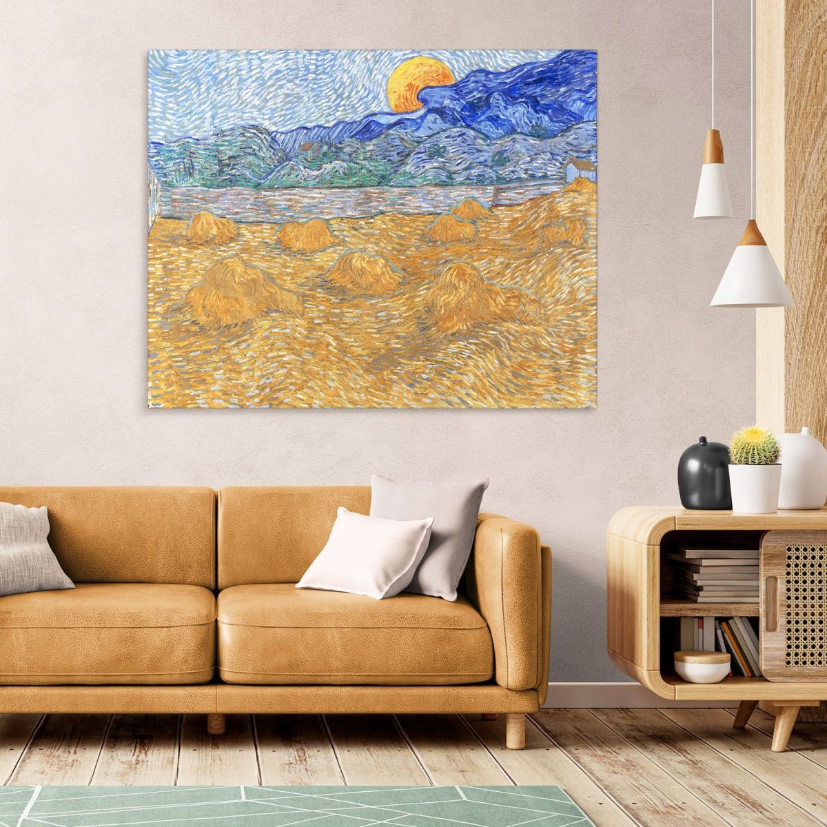 Landscape With Wheat Sheaves Rising Moon Van Gogh Vincent canvas print vvg134