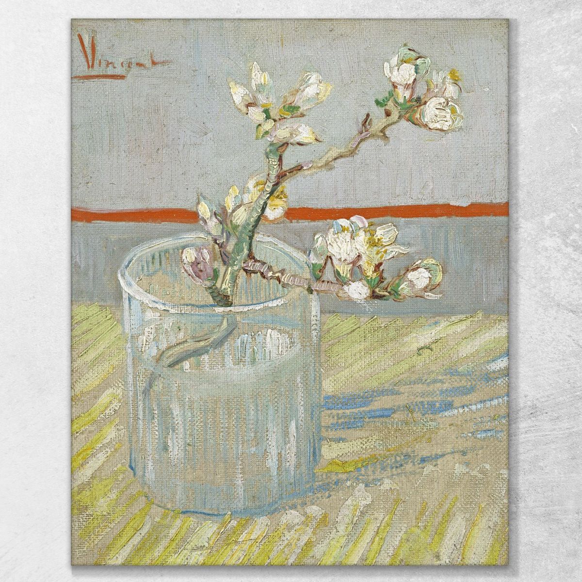 Sprig Of Flowering Almond In A Glass Van Gogh Vincent canvas print vvg163