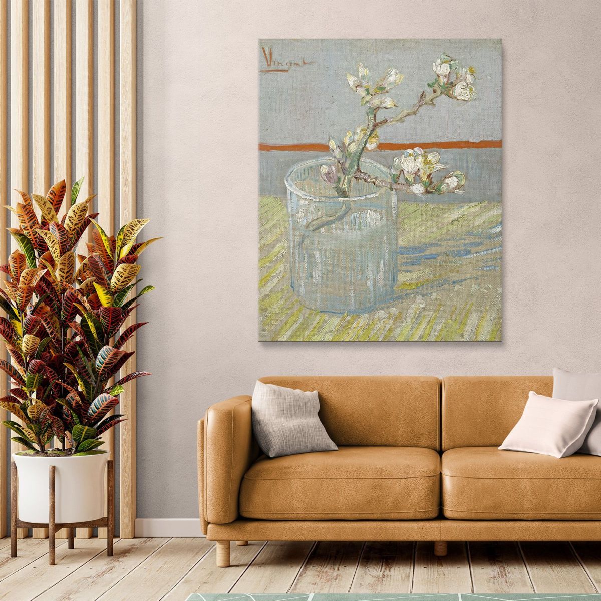 Sprig Of Flowering Almond In A Glass Van Gogh Vincent canvas print vvg163