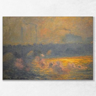 Waterloo Bridge, Sunlight Effect With Smoke, 1903 Monet canvas print mnt112
