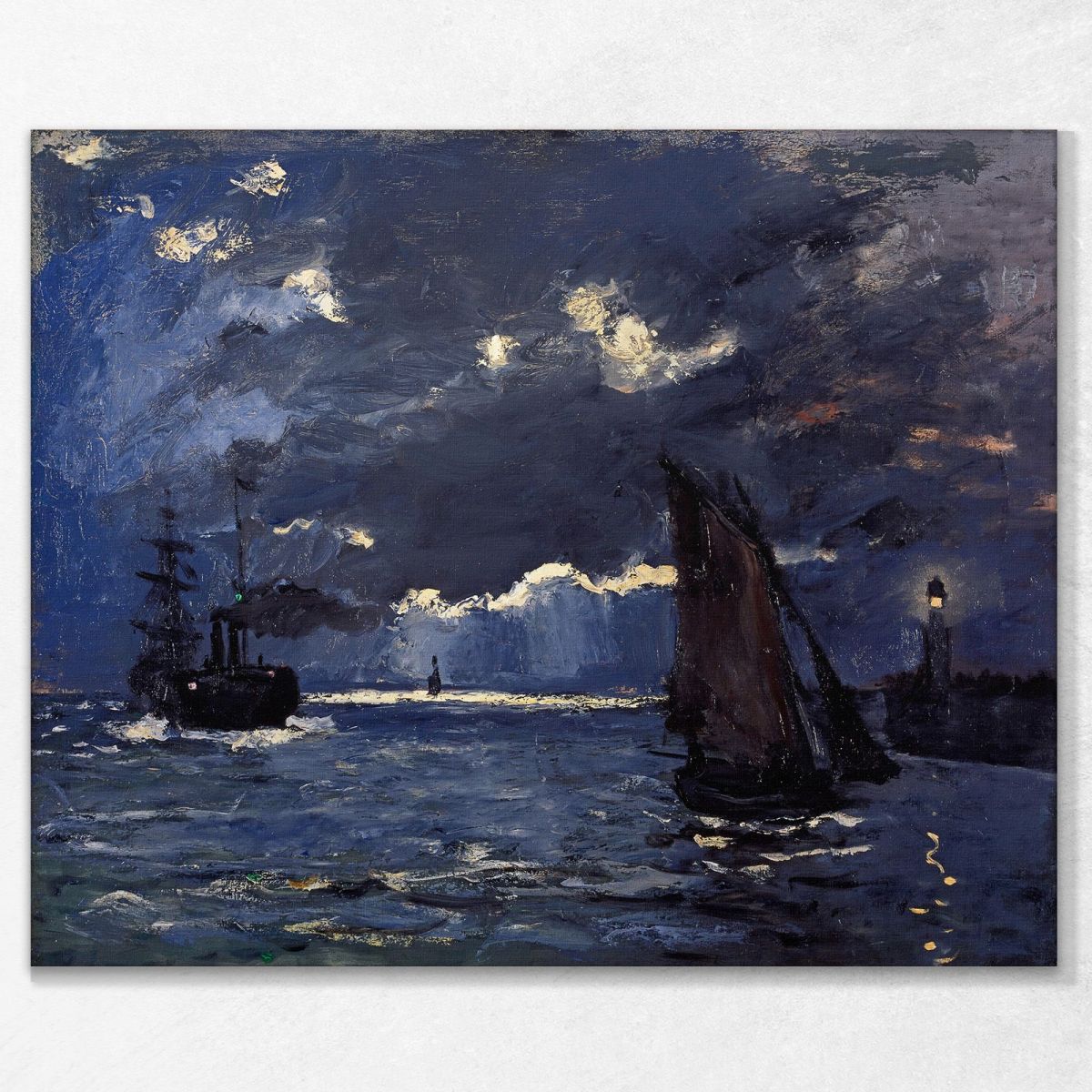 A Seascape, Shipping By Moonlight Monet Claude canvas print mnt150