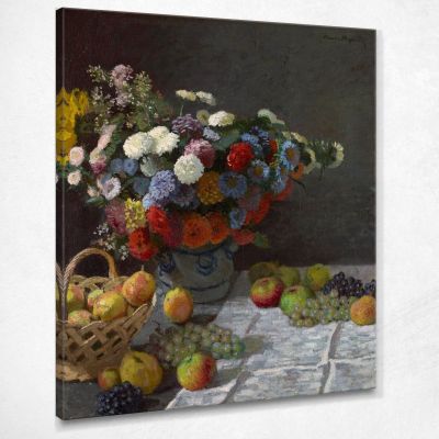 Still Life With Flowers And Fruit (1869) Monet Claude canvas print mnt155
