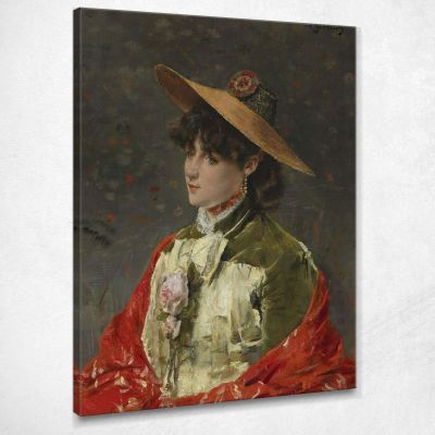 Woman In A Straw Hat Alfred Stevens stal28 canvas print 