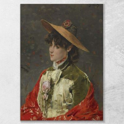 Woman In A Straw Hat Alfred Stevens stal28 canvas print 