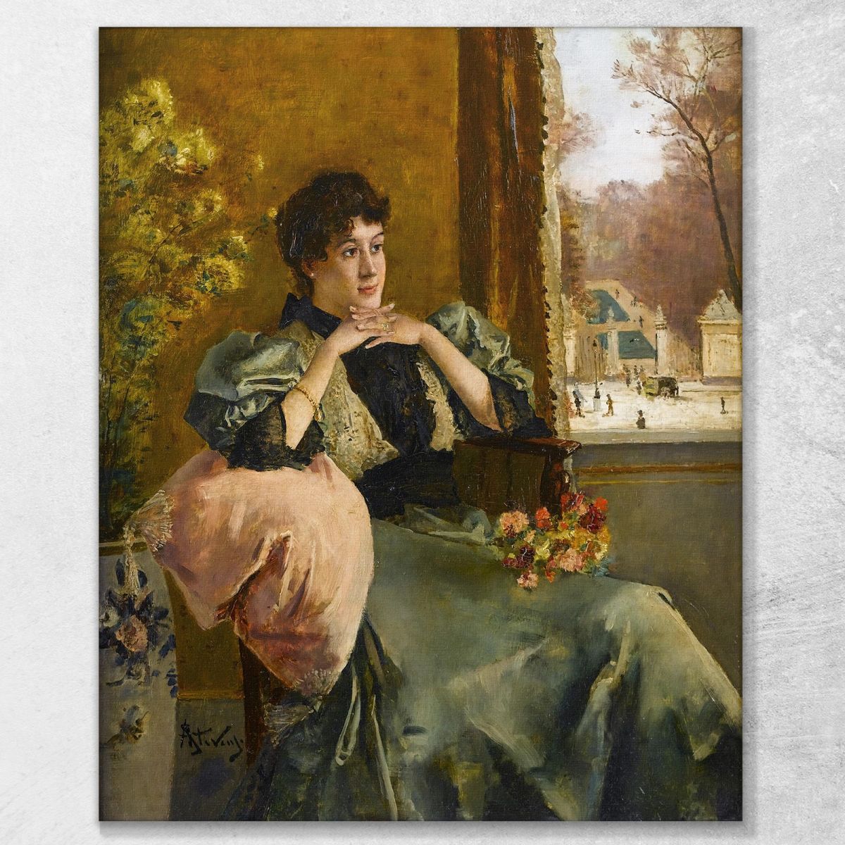 Pensive Woman Near Window Alfred Stevens stal30 canvas print 