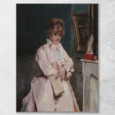 Young Woman Holding A Book Alfred Stevens stal36 canvas print 