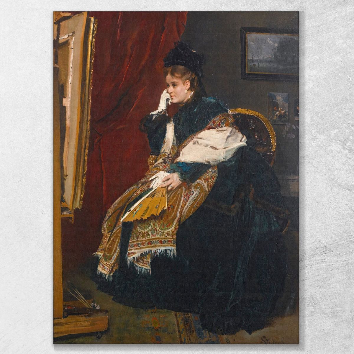 The Woman In Green In The Workshop Alfred Stevens stal40 canvas print 