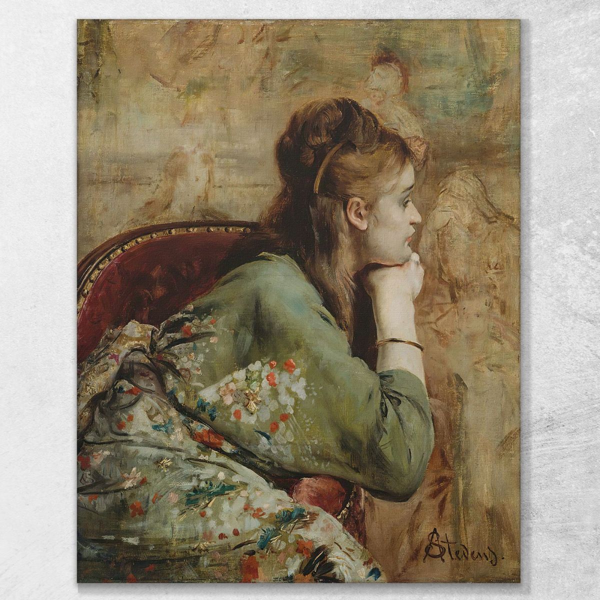 Meditation Alfred Stevens stal61 canvas print 