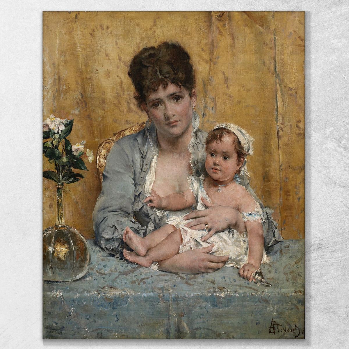 Mother And Child Alfred Stevens stal65 canvas print 