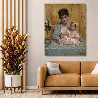 Mother And Child Alfred Stevens stal65 canvas print 