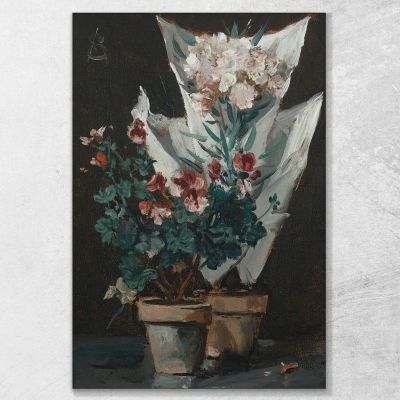 Still Life With Potted Geraniums Alfred Stevens stal81 canvas print 