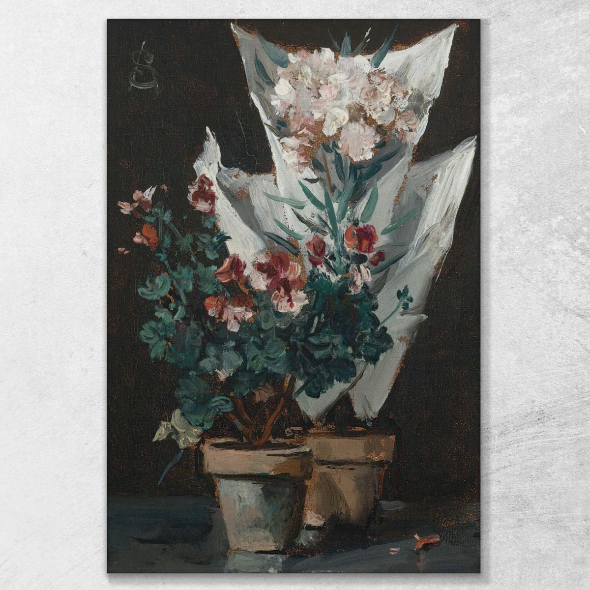 Still Life With Potted Geraniums Alfred Stevens stal81 canvas print 