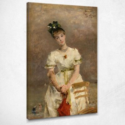 Young Woman By The Sea Alfred Stevens stal99 canvas print 