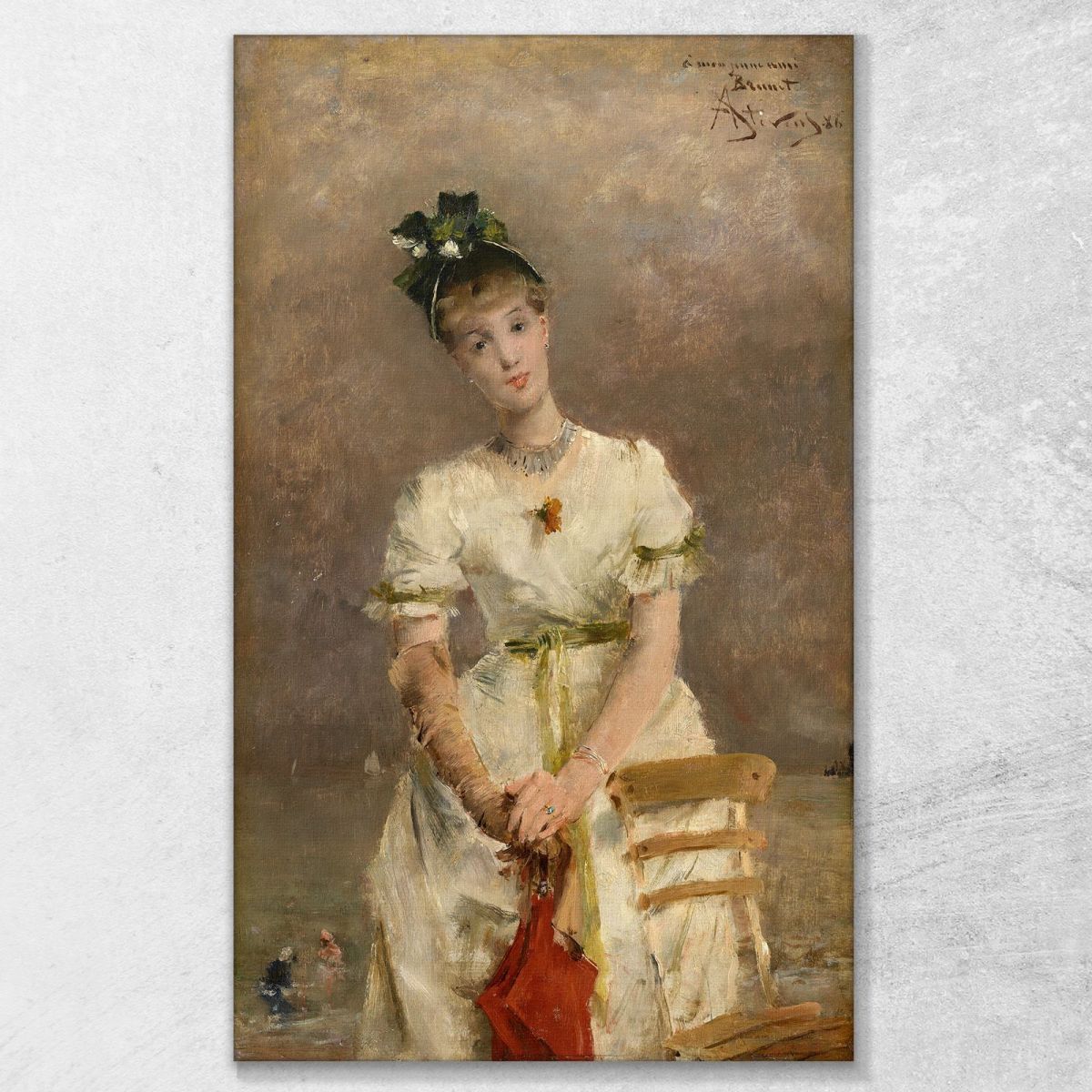 Young Woman By The Sea Alfred Stevens stal99 canvas print 