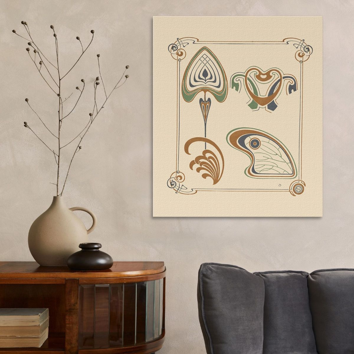 Abstract Design Based On Wings And Leaf Shapes Alphonse Mucha amu9 canvas print 