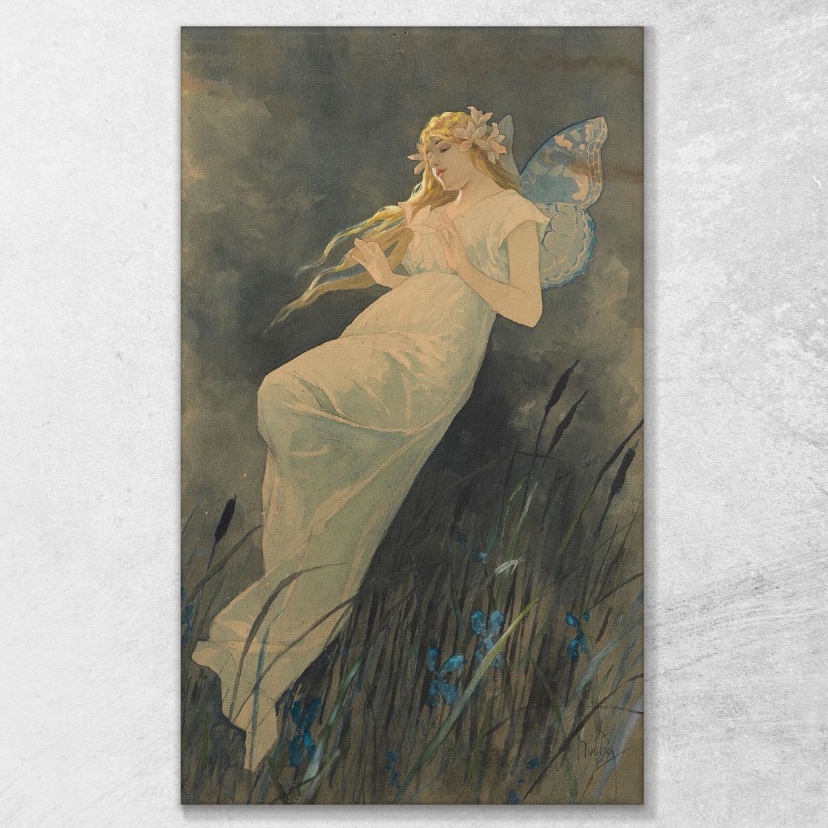 Elf With Iris Flowers Alphonse Mucha amu37 canvas print 