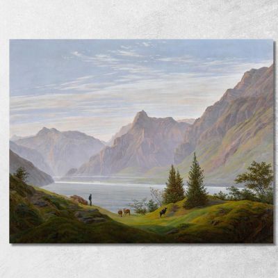 Landscape With Mountain Lake Morning Landscape With Mountain Lake Morning Caspar David Friedrich cdf12 canvas print 