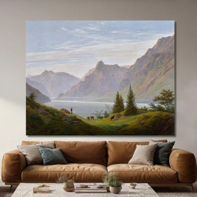 Landscape With Mountain Lake Morning Landscape With Mountain Lake Morning Caspar David Friedrich cdf12 canvas print 