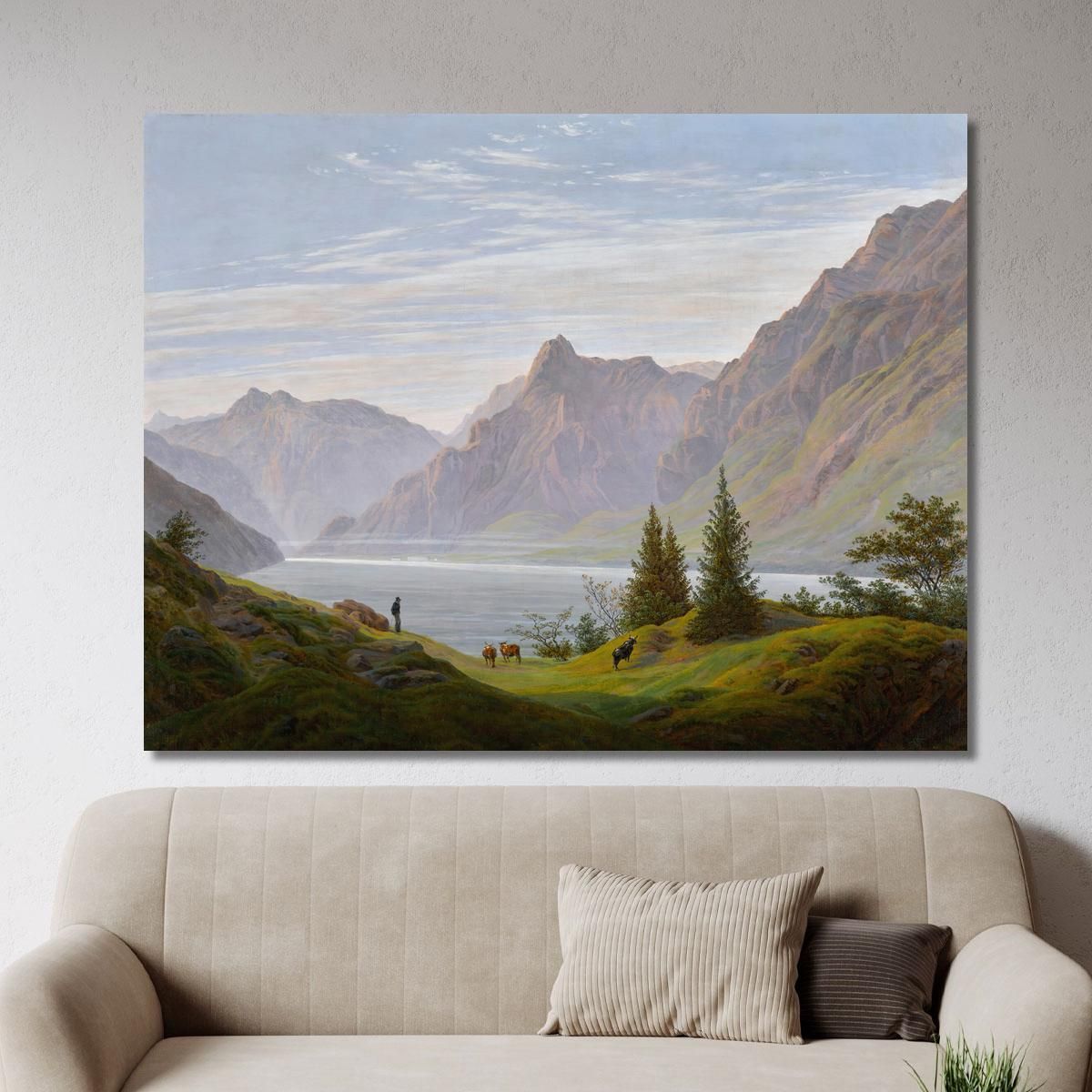 Landscape With Mountain Lake Morning Landscape With Mountain Lake Morning Caspar David Friedrich cdf12 canvas print 