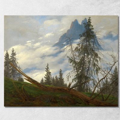 Mountain Peak With Drifting Clouds Caspar David Friedrich cdf21 canvas print 