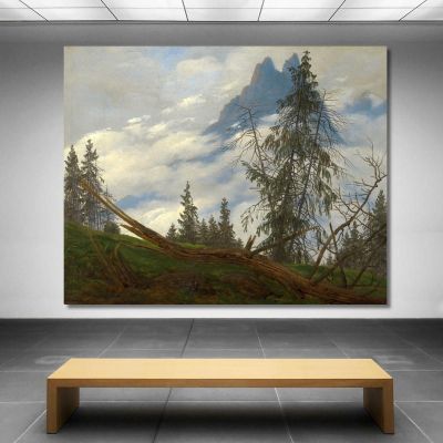 Mountain Peak With Drifting Clouds Caspar David Friedrich cdf21 canvas print 