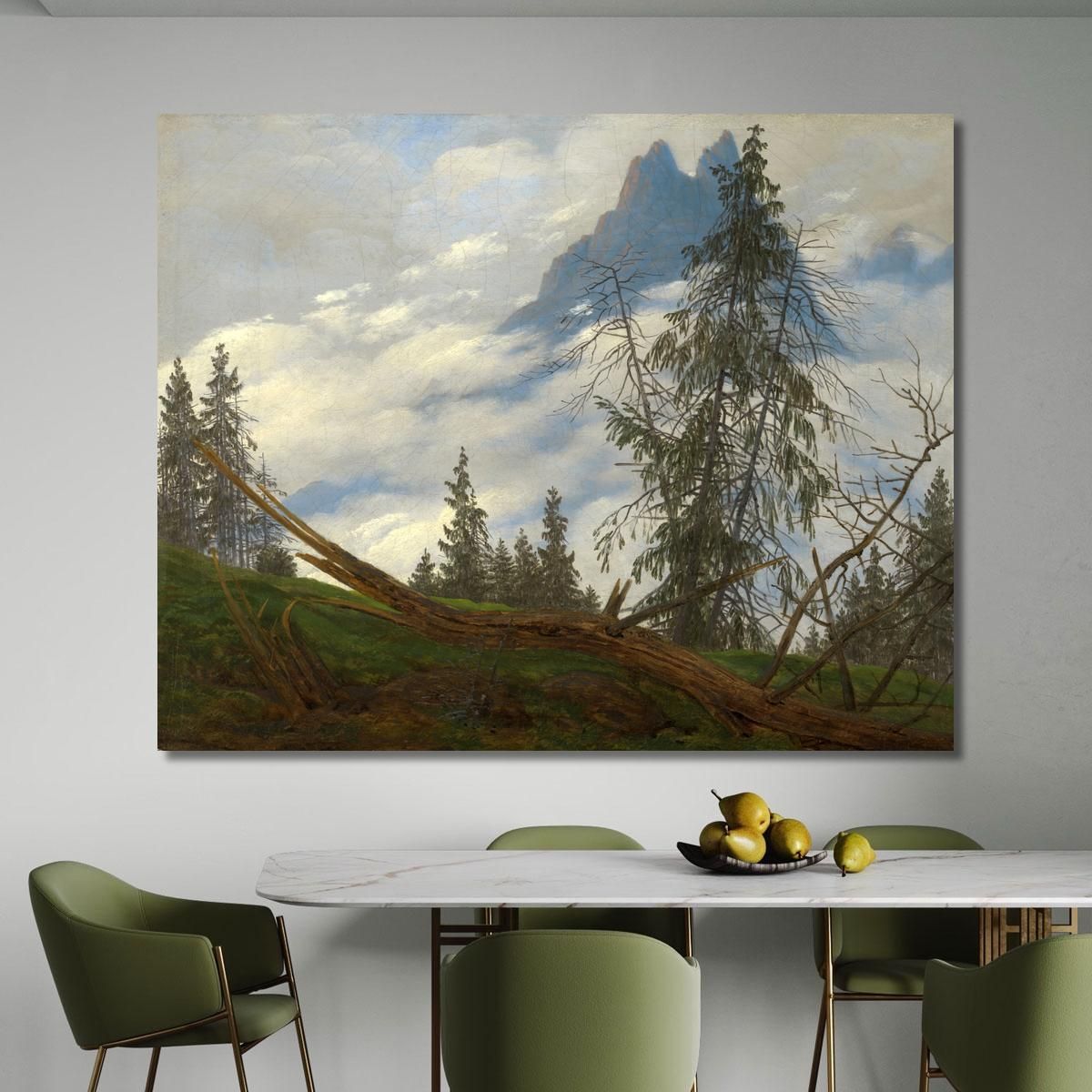 Mountain Peak With Drifting Clouds Caspar David Friedrich cdf21 canvas print 