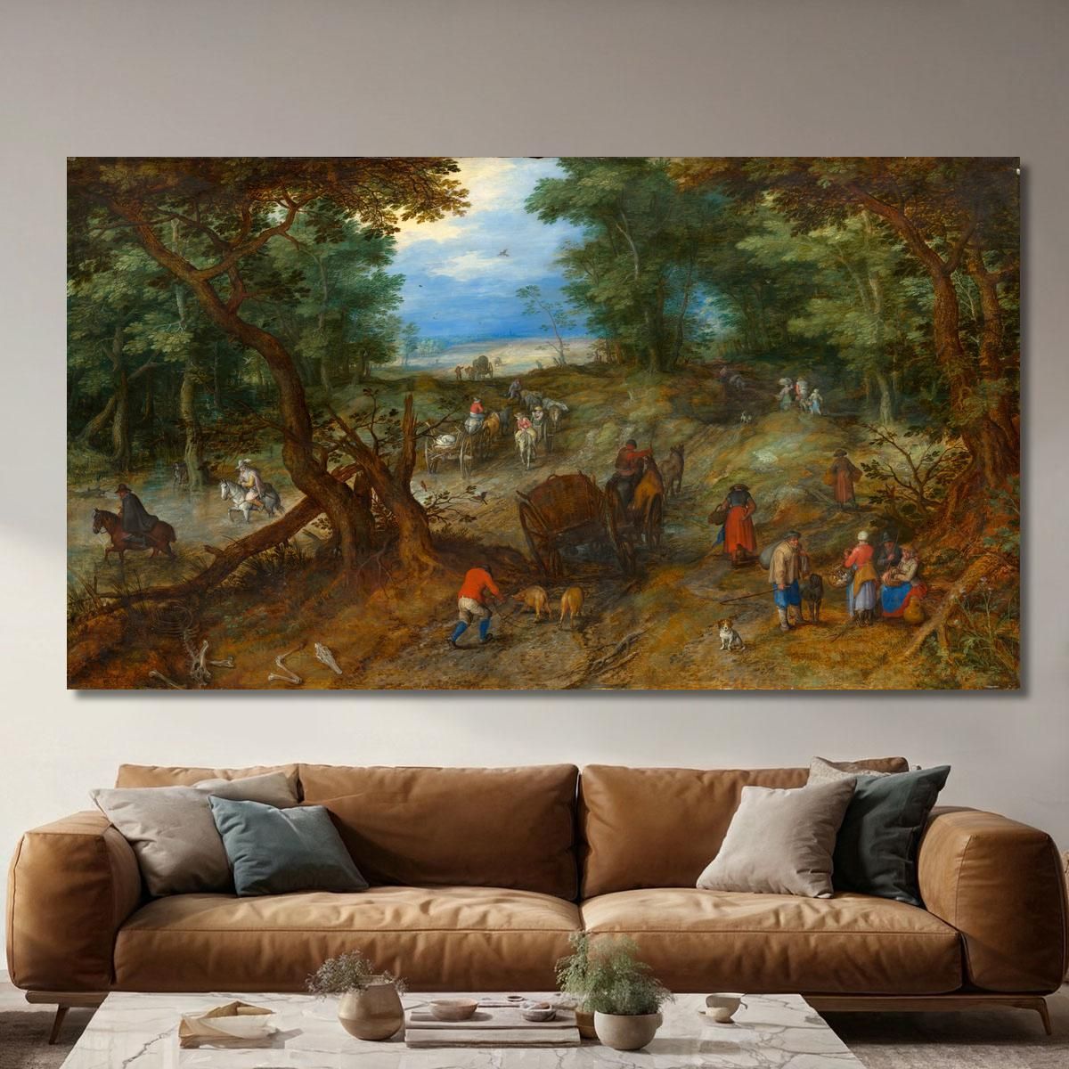 A Woodland Road With Travelers By Jan Brueghel The Elder Pieter Bruegel pbr3 canvas print 