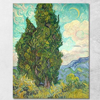 Cypresses Vincent van Gogh, vvg6 ภาพพิมพ์บนผ้าใบแคนวาส