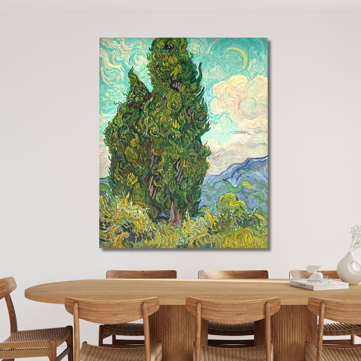 Cypresses Vincent van Gogh, vvg6 ภาพพิมพ์บนผ้าใบแคนวาส