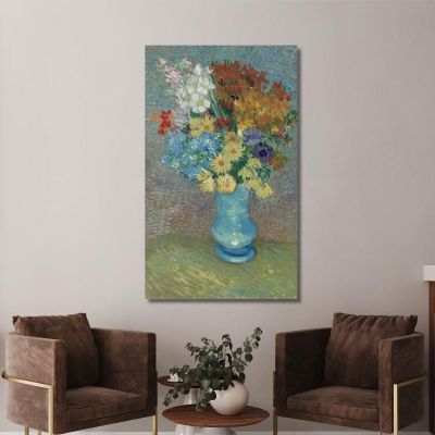 Flowers In A Blue Vase Vincent van Gogh, vvg9 canvas print