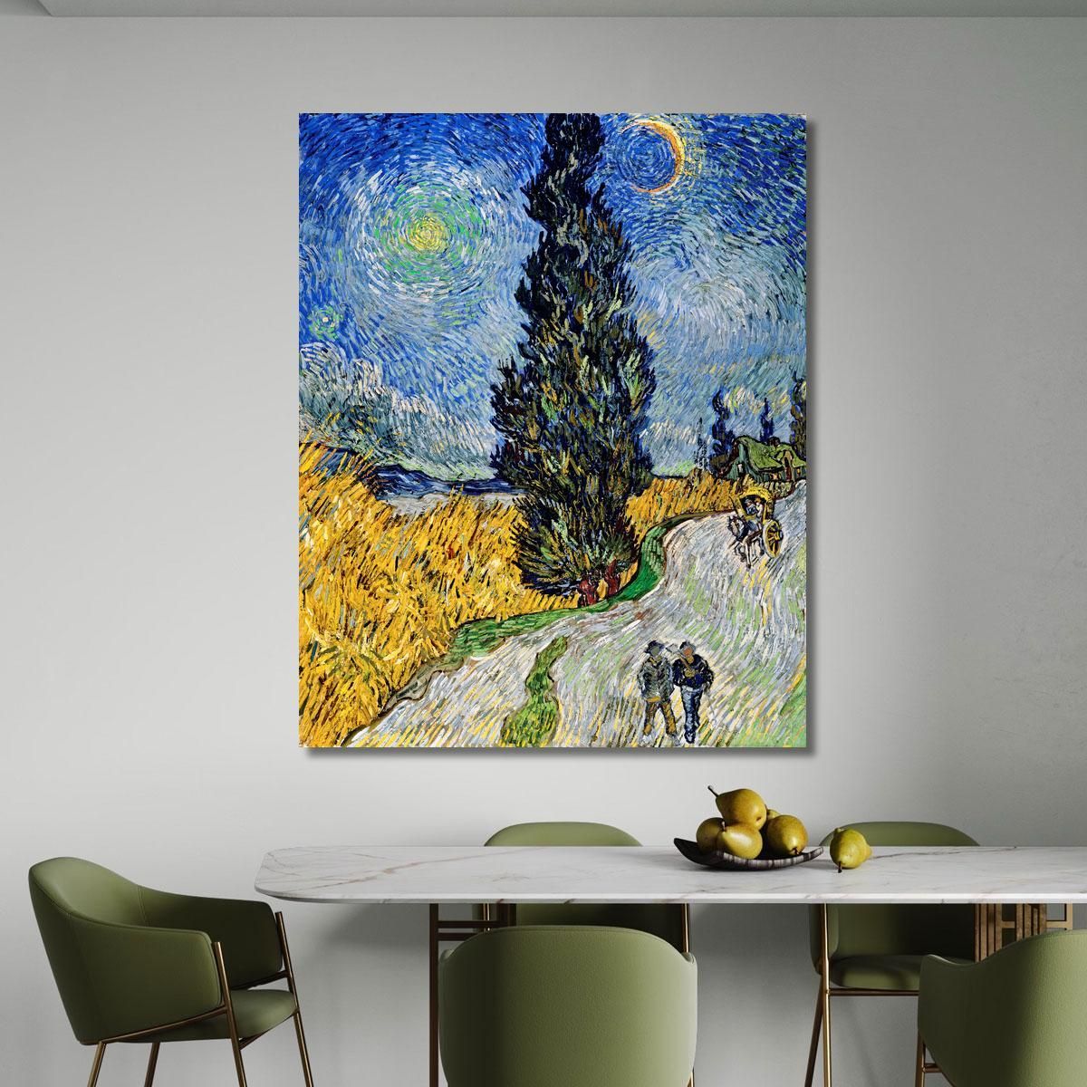 Strada Con Cipresso E Stella Vincent van Gogh vvg13 quadro stampa su tela