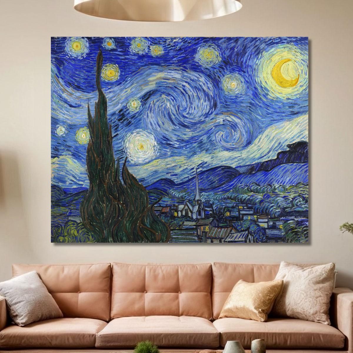 The Starry Night Vincent van Gogh, vvg14 ภาพพิมพ์บนผ้าใบแคนวาส