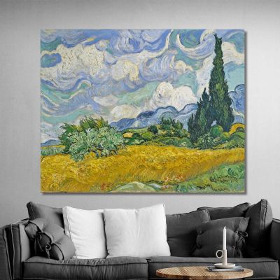 Wheat Field With Cypresses Vincent van Gogh, vvg15 canvas print