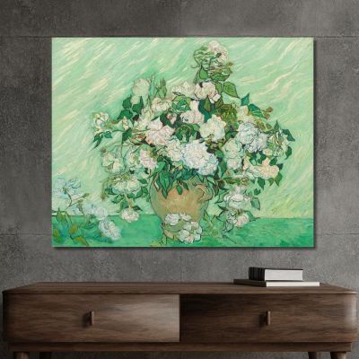 Vaso Still Life Con Rose Rosa Vincent van Gogh, vvg34 canvas print